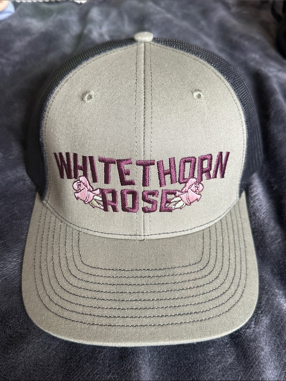 Olive & Black Whitethorn Rose Trucker Hat